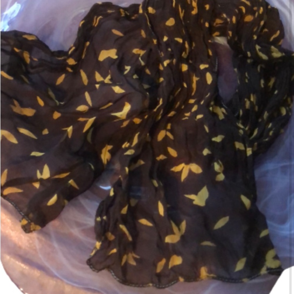 SHEER BLACK/GOLD SCARF • 57” x 12”